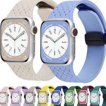 el baru Strap Apple Watch Silicone Magnetic Square Pattern Strap iWatch Series 12345SE678Ultras9Ultra2 v Promo Paling Popular