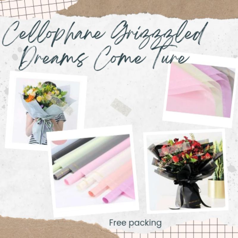 

cellophane Grizzzled dreams come ture kertas Buket motif transparan free packing korean waterproof flower Wrapping paper per lembar