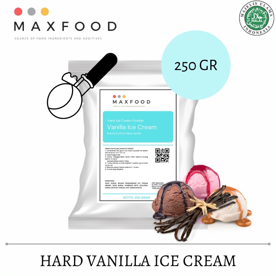 

TERBARU MAXFOOD Hard Vanilla Ice Cream Bubuk Es Krim Rasa Vanilla 25 Gr
