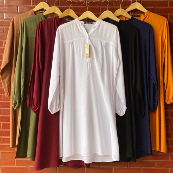 Splash Long Tunik Atasan Polos Katun Rayon Putih White Black Hitam Merah Maroon Hijau Army Kuning Mu