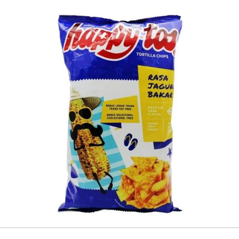 

Happy Tos Tortilla Chips Biru Jagung Bakar 140g