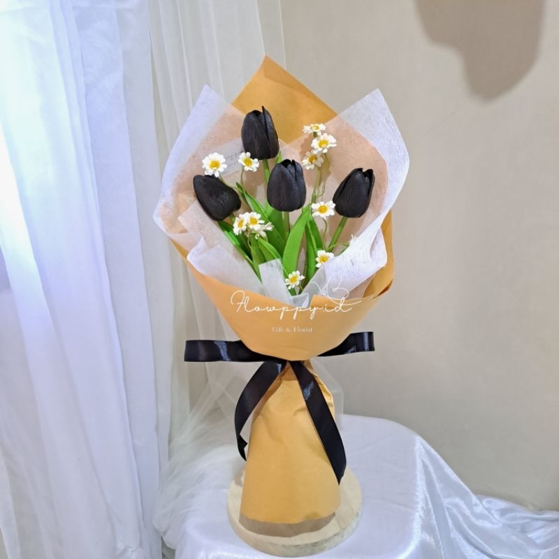 Buket Bunga Tulip Latex Mix Daisy Artificial - Flower Bouquet Graduation Bucket Bunga Palsu Wisuda U