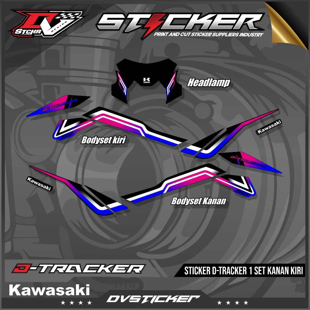 stiker motor keren-Striping Kawasaki DTracker 150 SE Variasi Original-Sticker Variasi Kawasaki DTrac