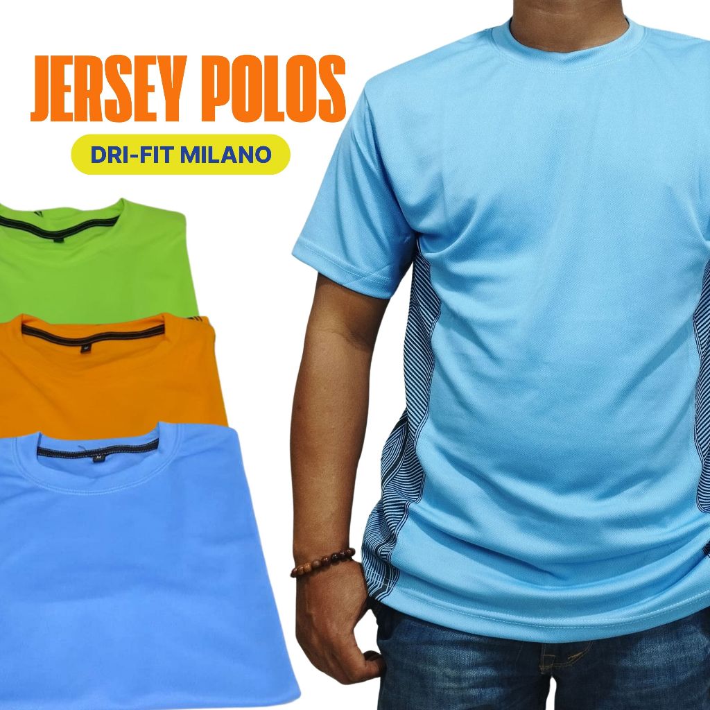 Kaos Jersey Oblong Drifit Milano Polos Lengan Pendek