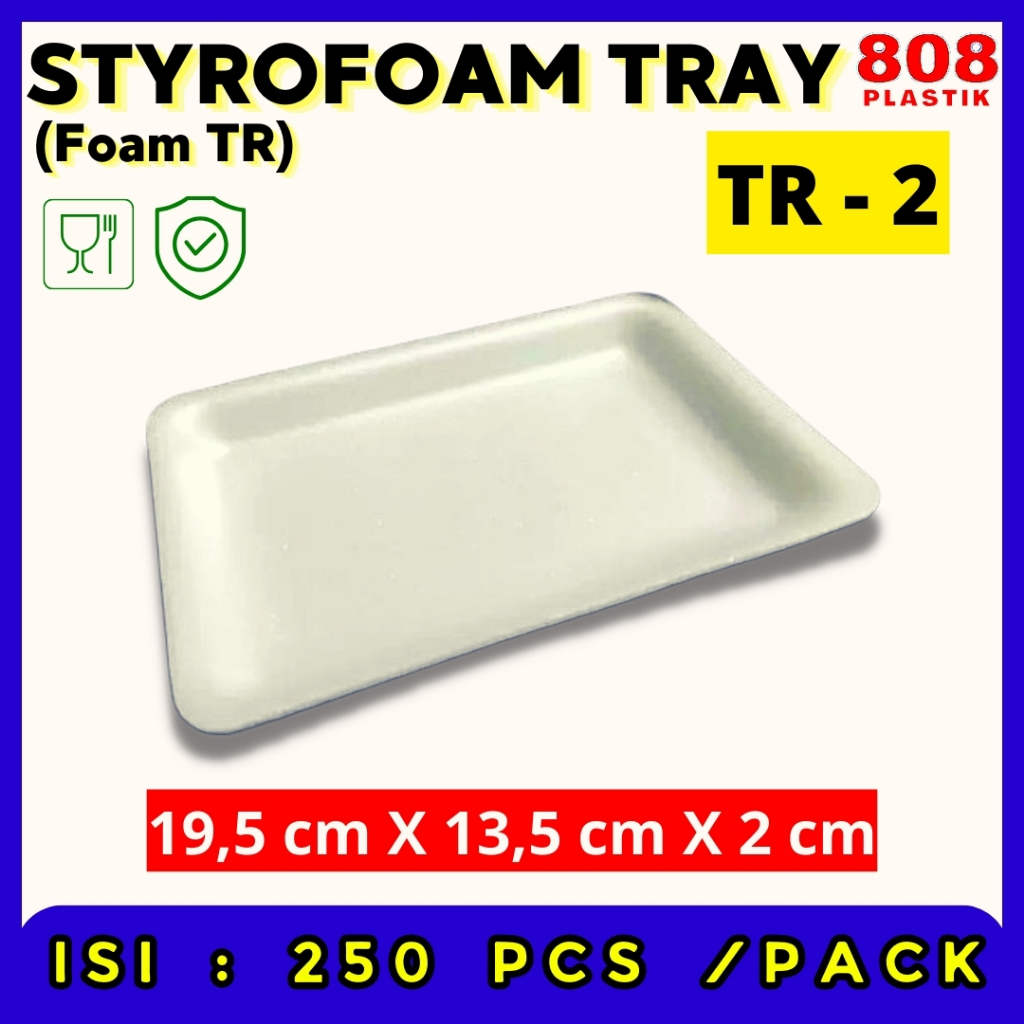 

Styrofoam Tray TR2 Buah Daging Sayur Sterofoam Gabus Wadah Makanan Foam Tray TR-2 (Isi 250 Pcs)