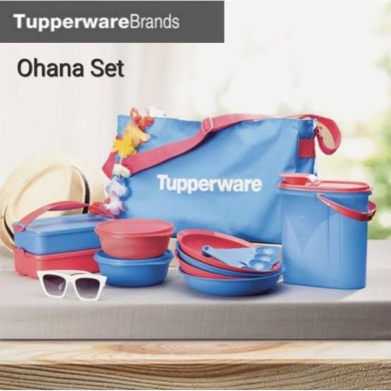 Tupperware Ohana Set (6 Pcs) / Picnic Lunch Set Tas Wadah Bawa Bekal Makan Traveling Keluarga