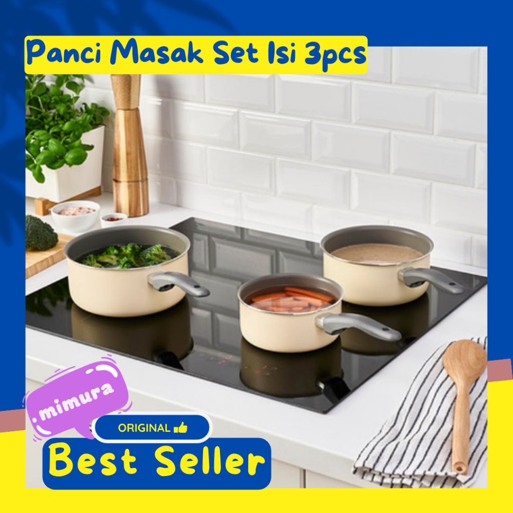 Panci Masak Teflon Sauce Pan Panci Saus Set Isi 3