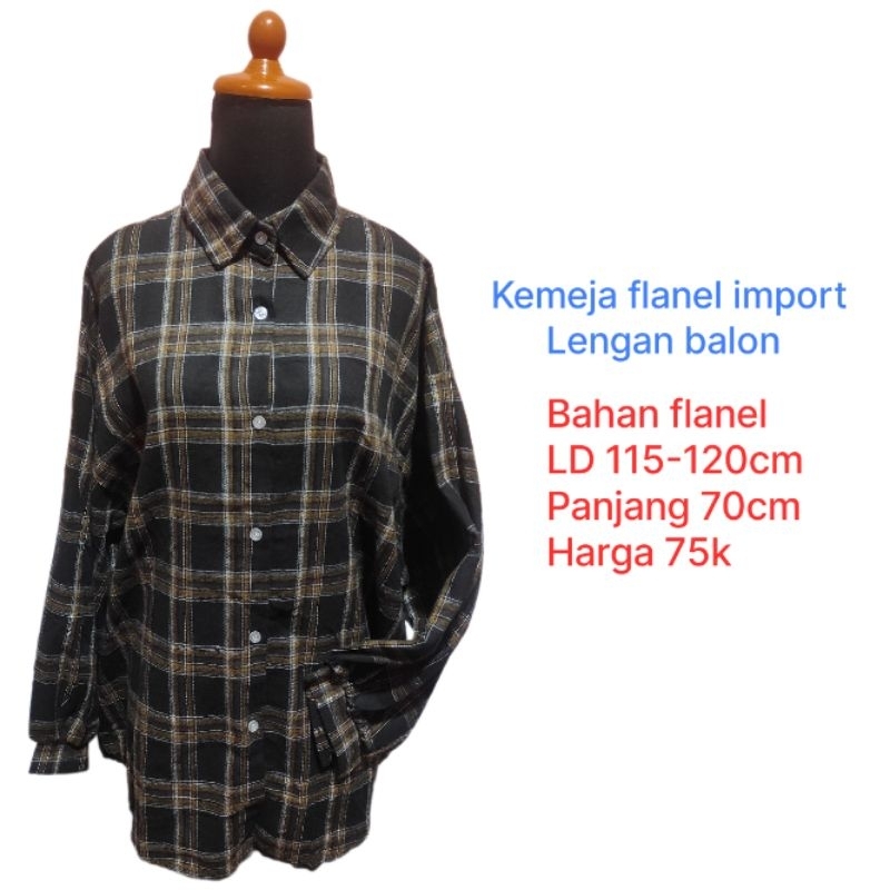KEMEJA FLANEL IMPORT JUMBO PREMIUM MURAH LENGAN BALON