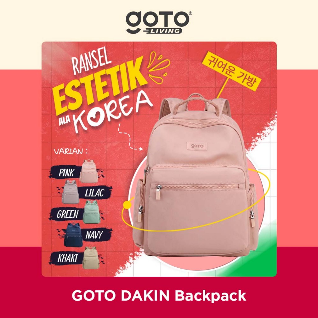 Goto Dakin Tas Simple Ransel Sekolah Kuliah Kerja Wanita Korean Style