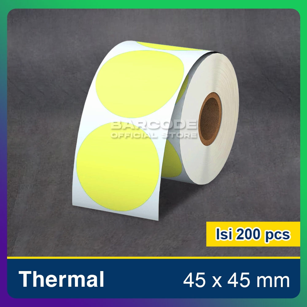 

Sticker Thermal 45mm x 45mm / 45x45 mm Label Bulat Yellow Kuning Isi 200 Pcs