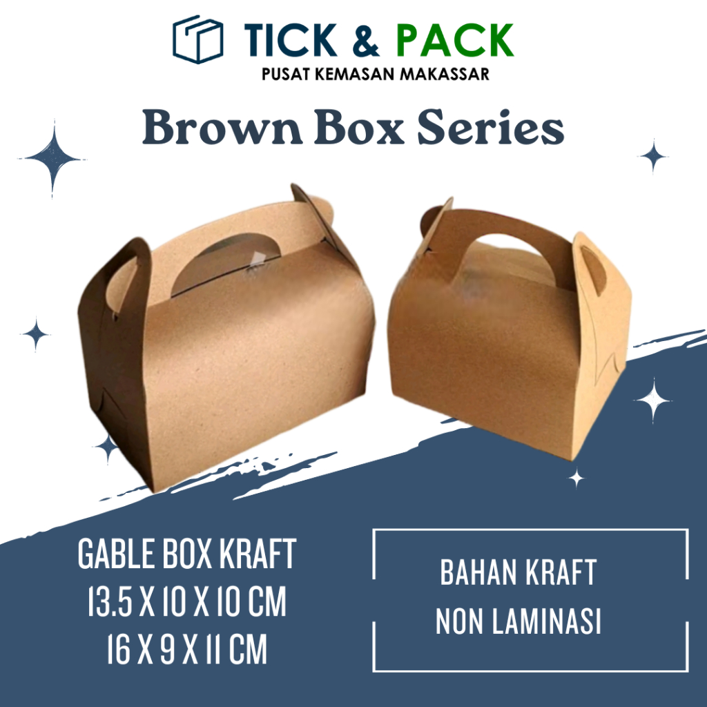 

[ Isi 10 ] Gable Box Mini 13 x 10 x 10 | 16 x 9 x 11 CM Kemasan Kue Dus Kue Packaging Kardus