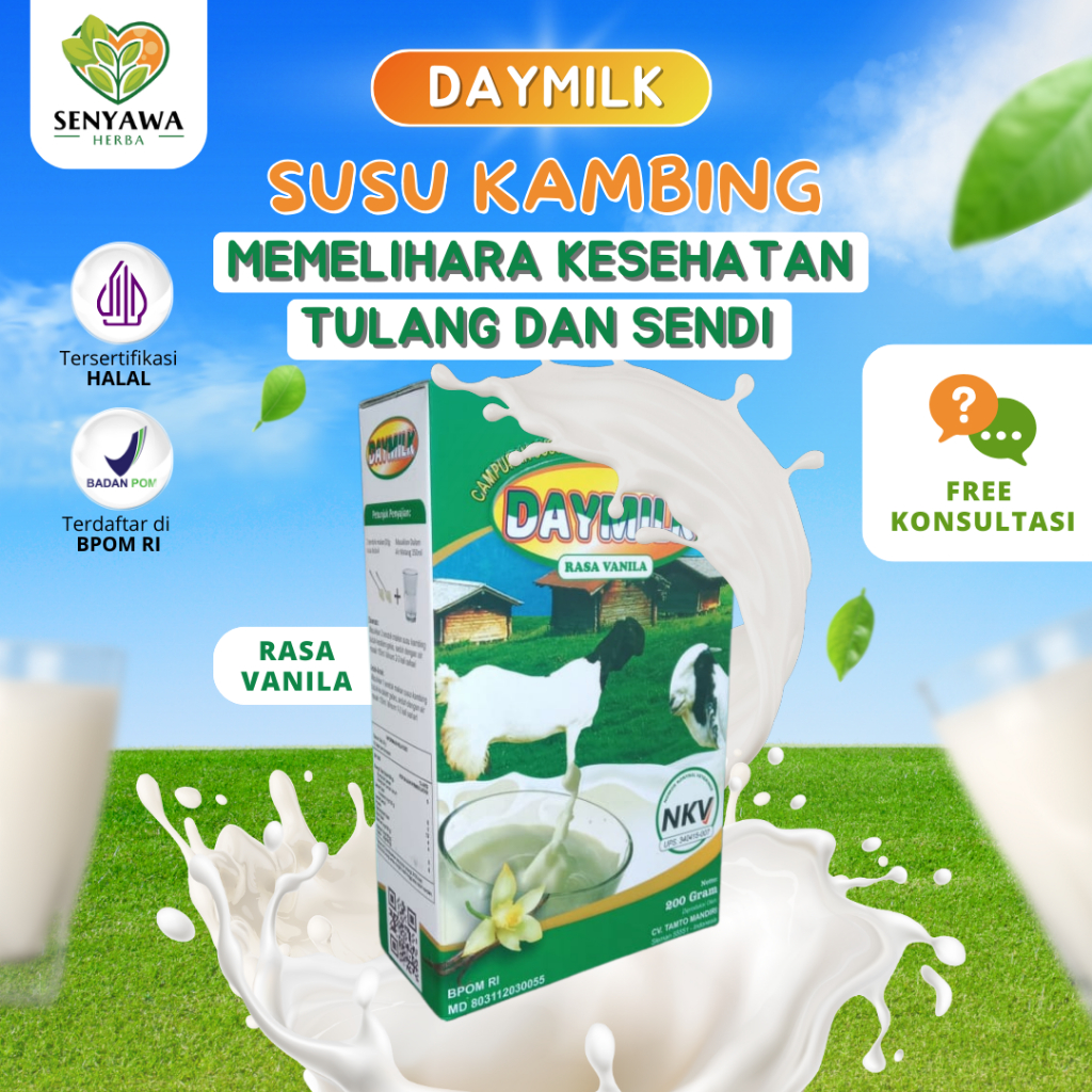 

SUSU DAYMILK RASA VANILA - Susu Kambing Etawa Bubuk Premium Untuk Memelihara Kesehatan Tulang & Sendi 200gr