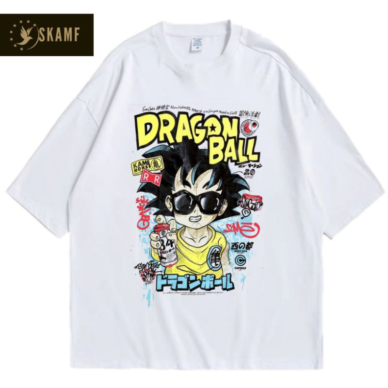 KAOS VINTAGE DRAGON BALL | BAJU KARTUN DRAGON BALL BOOTLEG | T-SHIRT WHITE | KATUN KOMBED