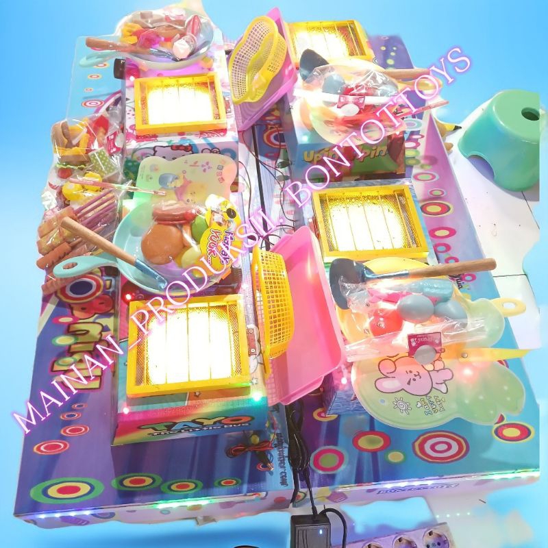 mainan masak masakan kompor asap paket usaha pasar malam isi 4