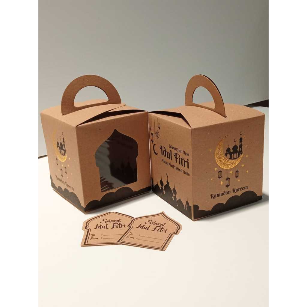 

Kardus Lebaran Handle Box 13x13x14 Toples 250g Isi 3 KRAFT