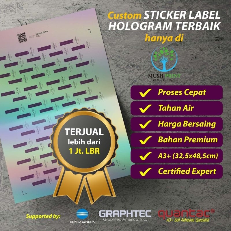 

cetak sticker hologram A3+ | cetak sticker label makanan | label usaha makanan minuman