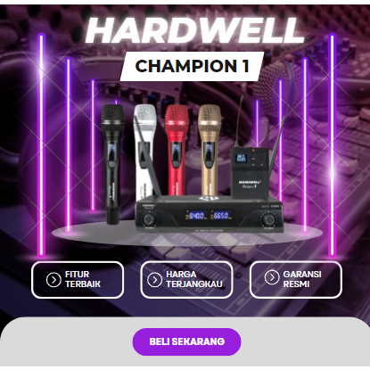 MIC WIRELESS HARDWELL CHAMPION 1 / CHAMPION1 / CHAMPION-1 FREE HARDCASE GARANSI RESMI HARDWELL