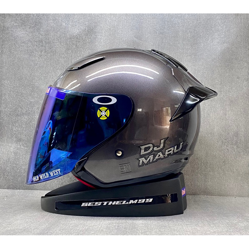 KYT DJ Maru Solid Gunmetal || Paket Ganteng - Helm Half Face Single Visor Untuk Cowok Cewek - KYT Or