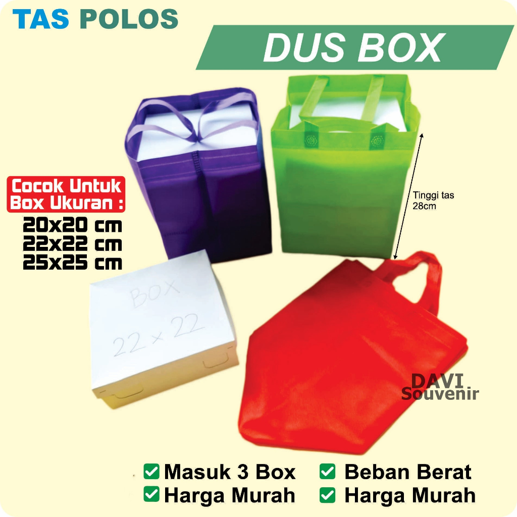 

Goodie Bag / Tas Kain / Kantong Spunbond / Tas Spunbond / Tas Souvenir / Tas Hajatan / Box Nasi (3 Box)