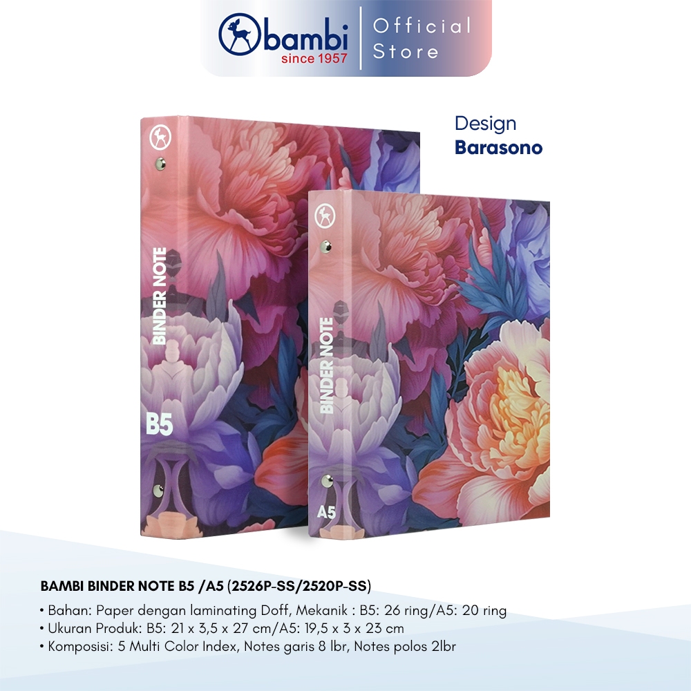 

Bambi Binder Note A5 - B5 Edisi Spring Summer Barasono Include Loose Leaf & Divider Original