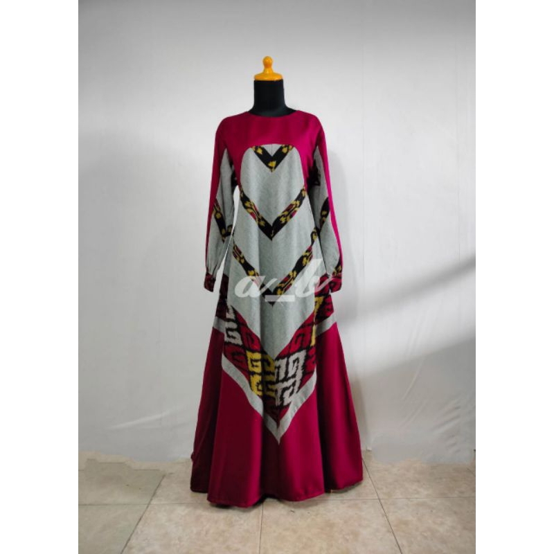 Gamis Tenun-Custom Made-Pre Order-Gamis Batik- Abaya Wanita Muslimah Syar'i-Sarimbit Batik-Custom Si