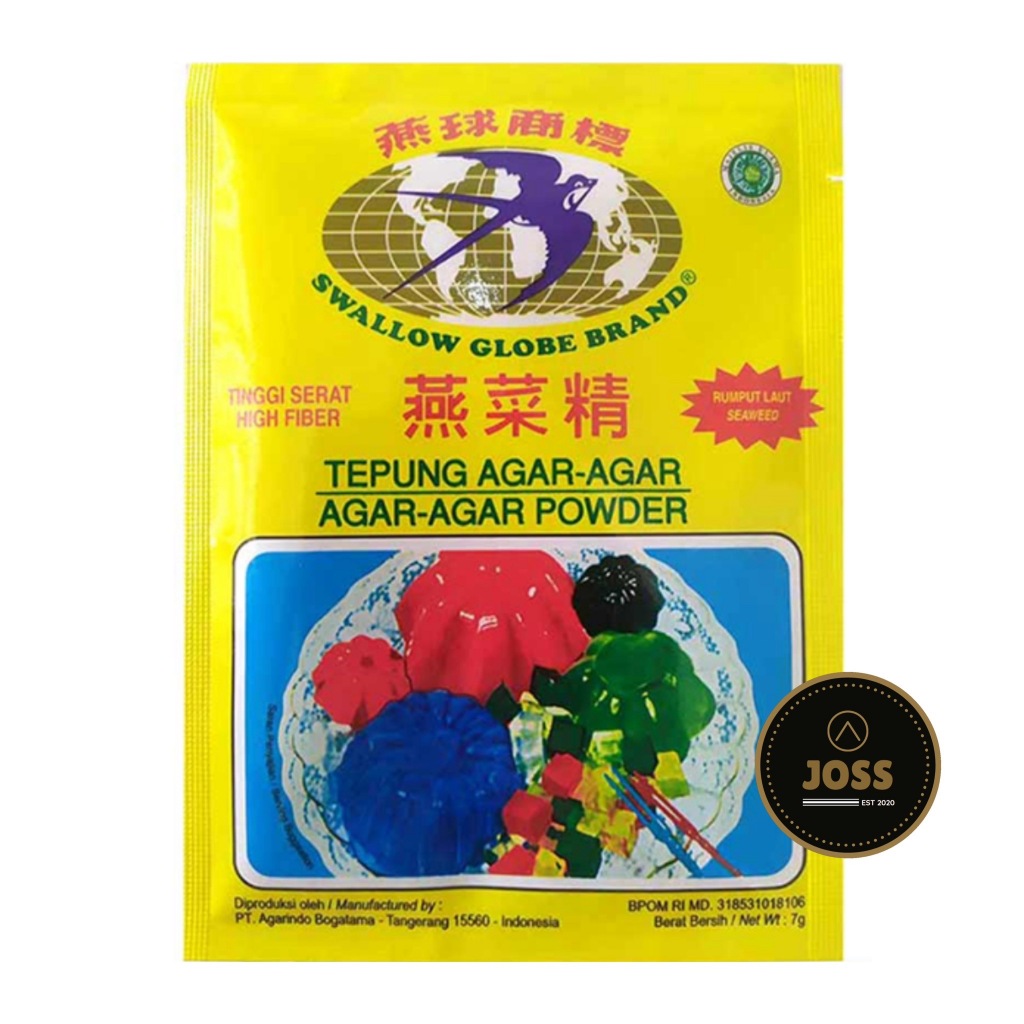 

Agar-agar Swallow Globe 7gram (Plain/Putih, Merah, Hijau, Coklat)