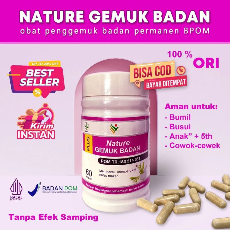 𝗡𝗔𝗧𝗨𝗥𝗘 𝗚𝗘𝗠𝗨𝗞 𝗕𝗔𝗗𝗔𝗡 PENGGEMUK BADAN BPOM | Nature Gemuk Badan ORI | Obat Gemuk