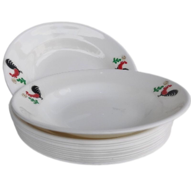 Piring Makan Ayam Jago Plastik Putih / Piring Makan / Piring Plastik / Piring Hajatan / Piring Viral