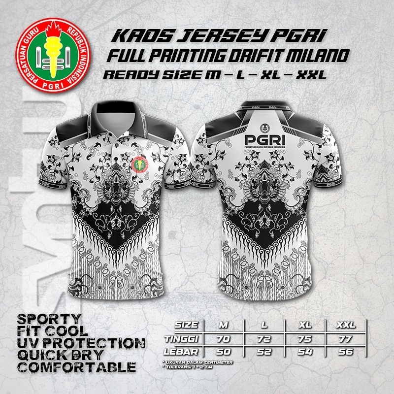 Kaos Jersey PGRI Fullprinting / Kaos  PGRI Fullprint Motif Batik / PGRI TERBARU