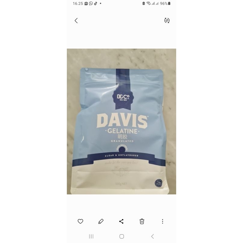 Davis Gelatine  powder 500 Gram
