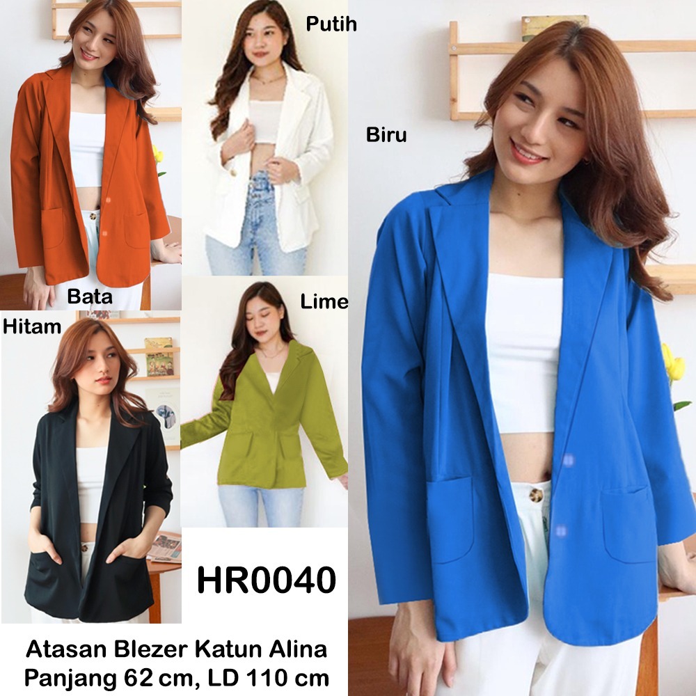 Happycorn HR0040 Atasan Blazer Katun Alina /  Atasan Wanita Katun / Blouse Sexy / Atasan Wanita / At