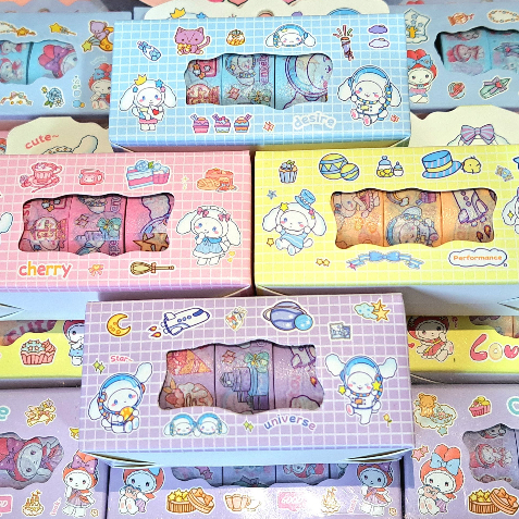 

[READY STOCK] TERMURAH Washi Tape 1 Set 5 Roll solatip sticker Lucu / Solatip Dekorasi / Isolasi Motif Kartun Lucu