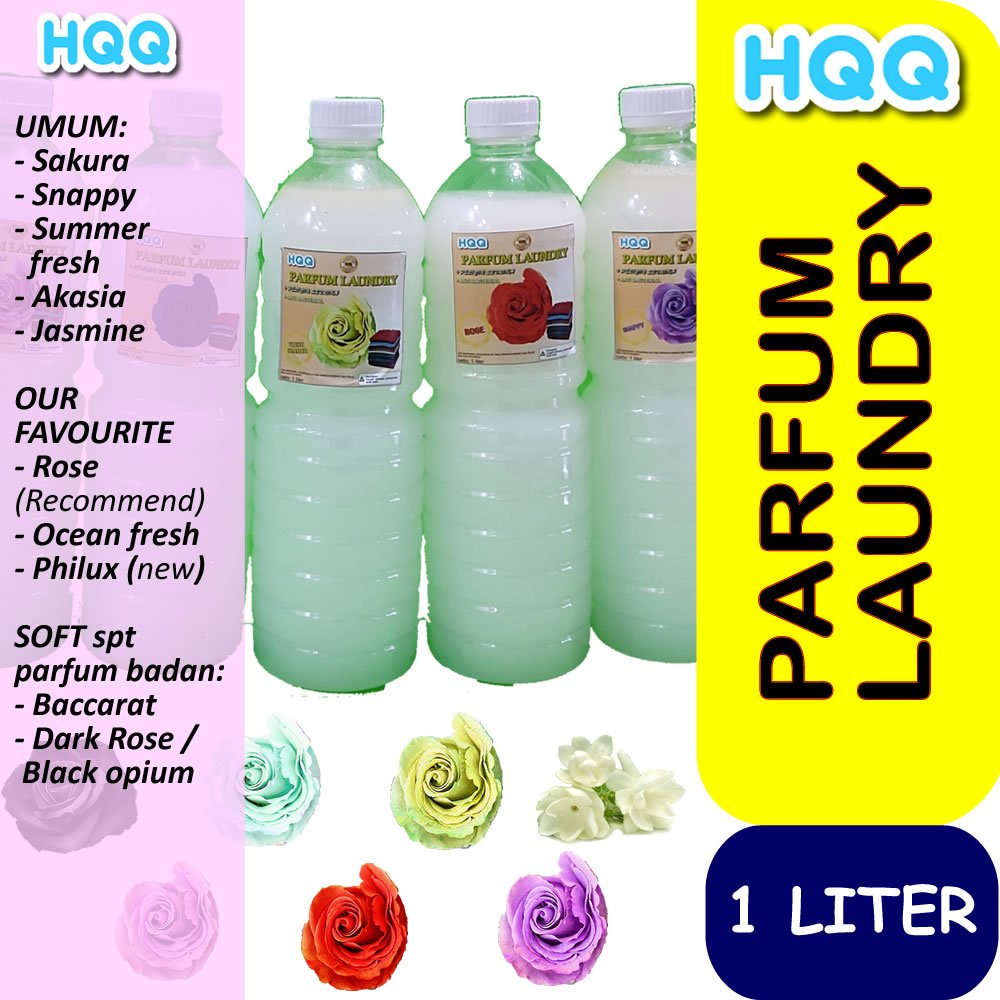 HQQ PARFUM LAUNDRY PEWANGI PAKAIAN  1 LITER GRADE A+ + PELICIN SETRIKA . PARFUM LAUNDRY MAWAR , AKAS