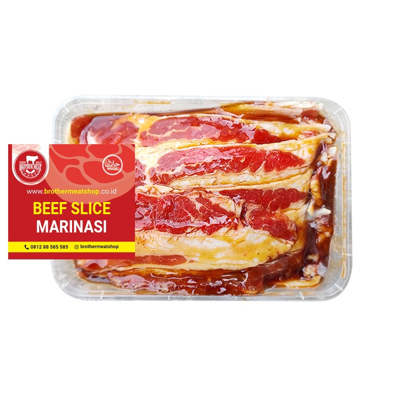 

Grosir Beef Slice Marinasi 5gr Irisan Daging Sapi dengan Saus Marinasi Halal gas