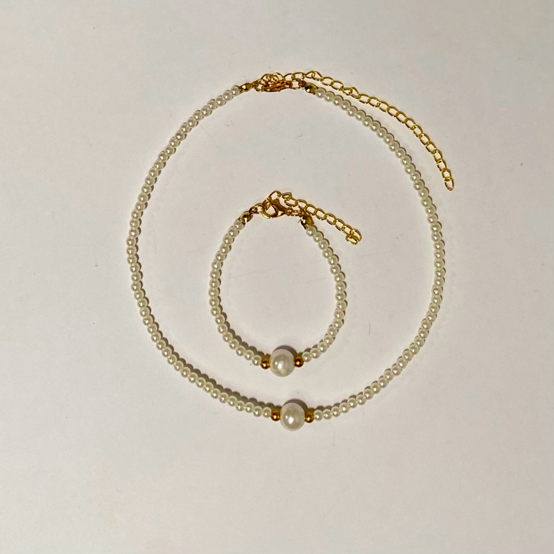 FANMY | brisena 1 set  | pearl necklace style | kalung mutiara unisex | kalung mutiara polos | kalun