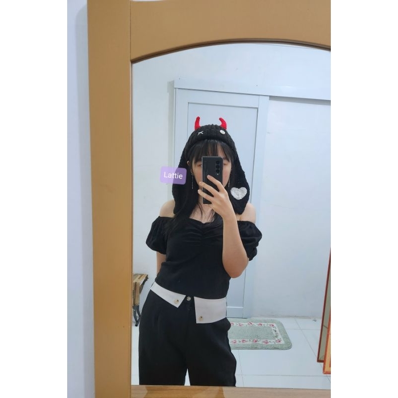 HANDMADE BUNNY BEANIE WITH DEVIL EAR HAT/TOPI KELINCI/TOPI AESTHETIC/KUPLUK KELINCI/KAWAI STYLE/SANR