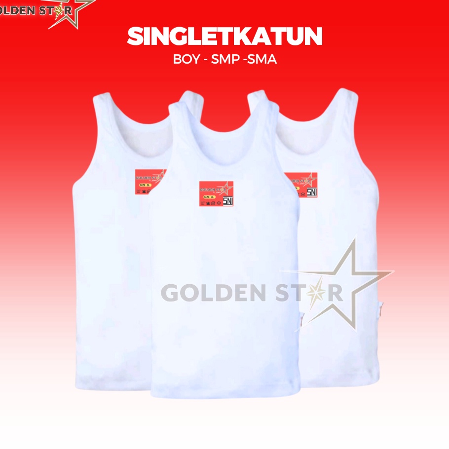 READY STOK 1 Lusin Singlet Kaos Dalam Anak umur   Anak ABG Golden Star Putih  Singlet Kaos dalam Ana