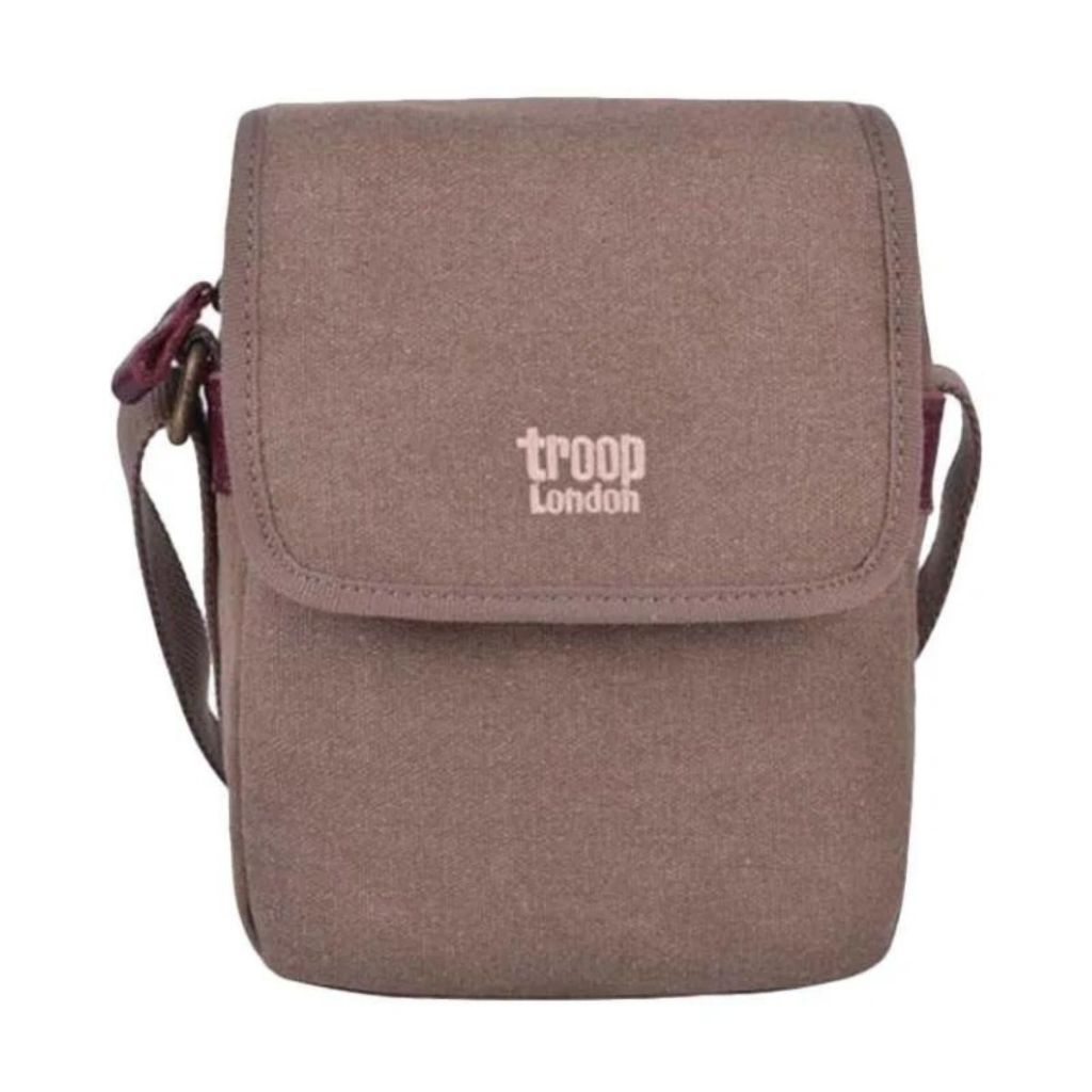 Troop London Canvas Shoulder Bag Brown Authentic