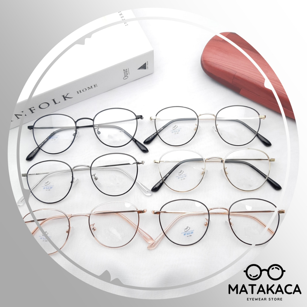 Frame Kacamata Bulat Pria Wanita 2733 Bisa Minus Silinder atau Plus