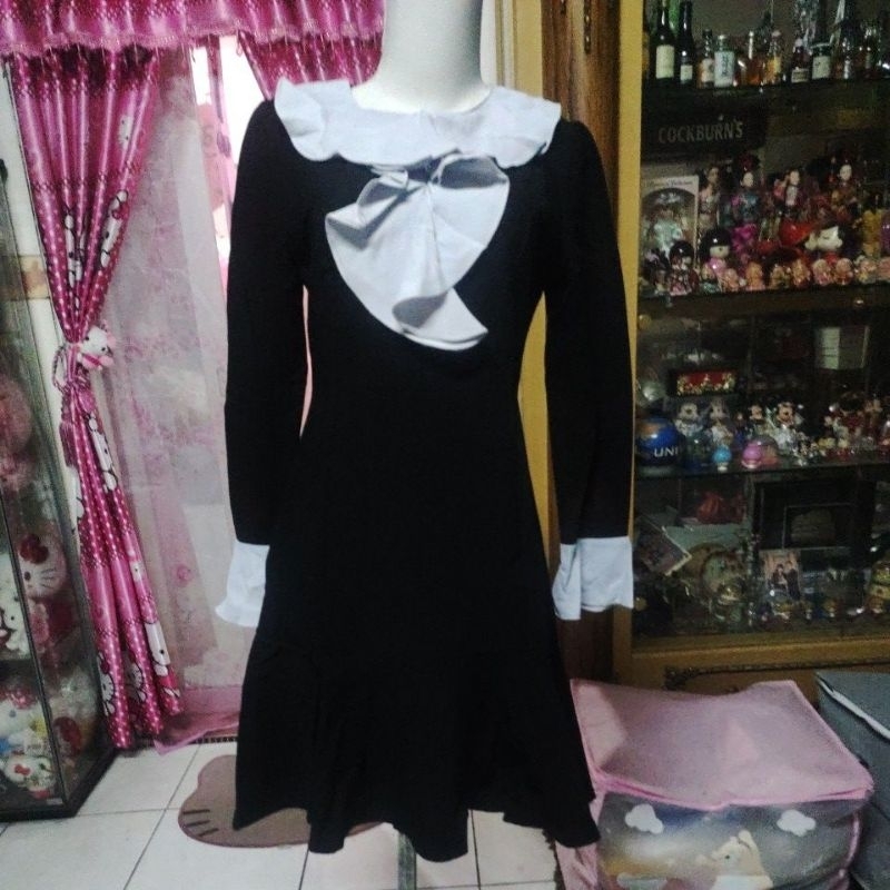 dress hitam bahan blazer