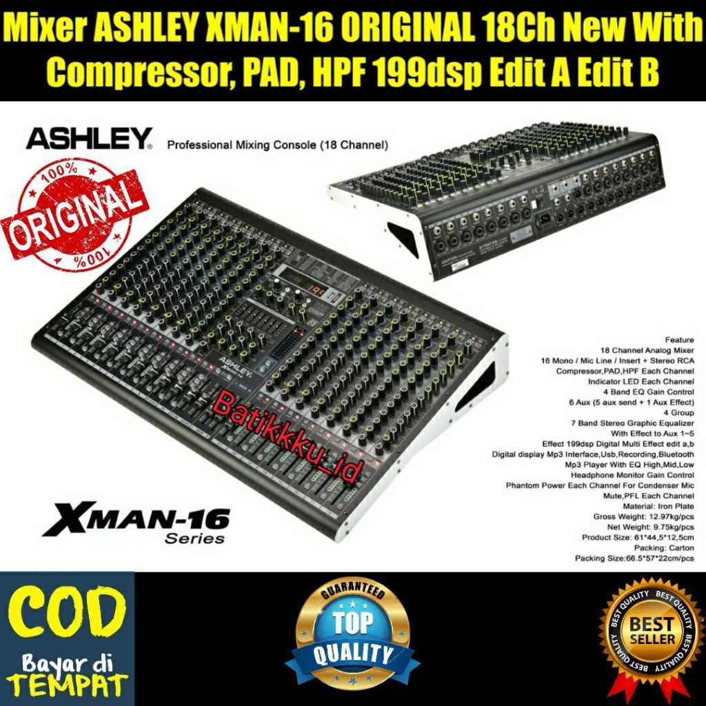 [NEW EDITION] MIXER ASHLEY XMAN-16 XMAN 16 XMAN16 (18 CHANNEL) ORIGINAL ASHLEY BLUETOOTH - USB