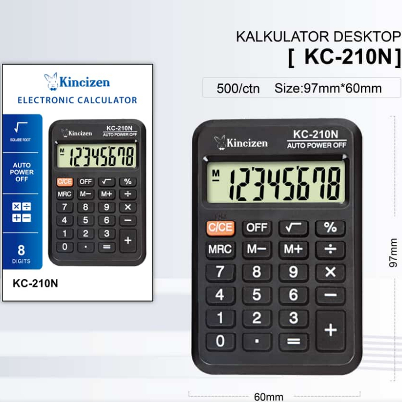 

Kalkulator KINCIZEN KC-210N Hitam ELEGAN MURAH KC 210 8 DIGIT