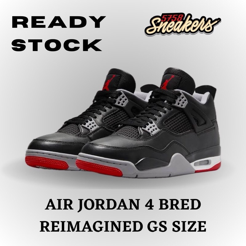 Air Jordan 4 Bred Reimagined GS 100% Original Authentic