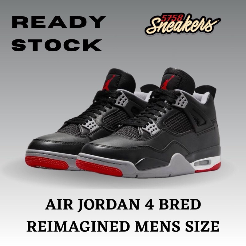 Air Jordan 4 Bred Reimagined Men 100% Original Authentic