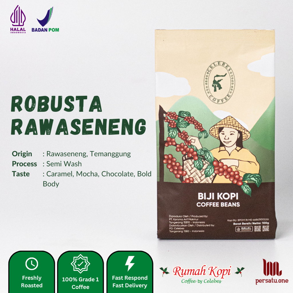 

[CELEBES COFFEE] Kopi Robusta Rawaseneng Bubuk/Biji/Espresso