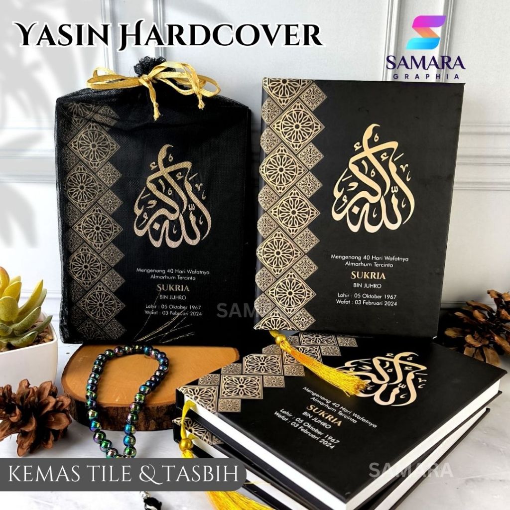Buku yasin dan tahlil hardcover hard cover custom foto almarhum lengkap