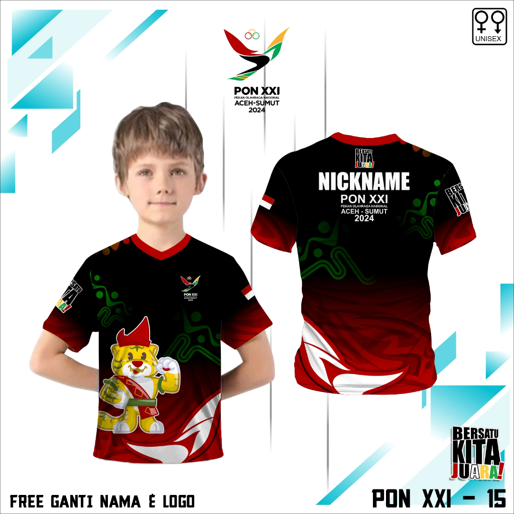 Kaos anak jersey PON Aceh XXI 2024 baju Pon aceh sumut