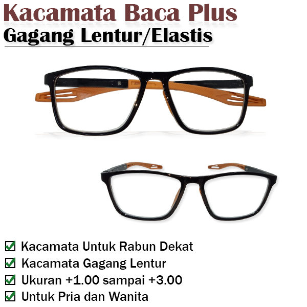 Kacamata Plus Khusus Untuk Rabun Jarak Dekat Model Sporty Keren Terbaru Gagang Lentur Nosepad Karet 