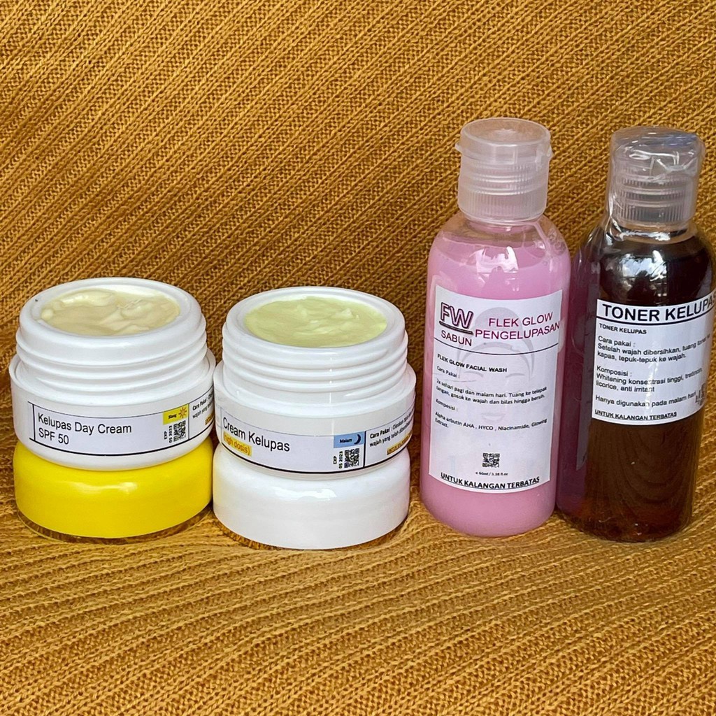 1212 PAKET LENGKAP KELUPAS  SABUN PINK  CREAM SIANG MALAM  TONER KELUPAS