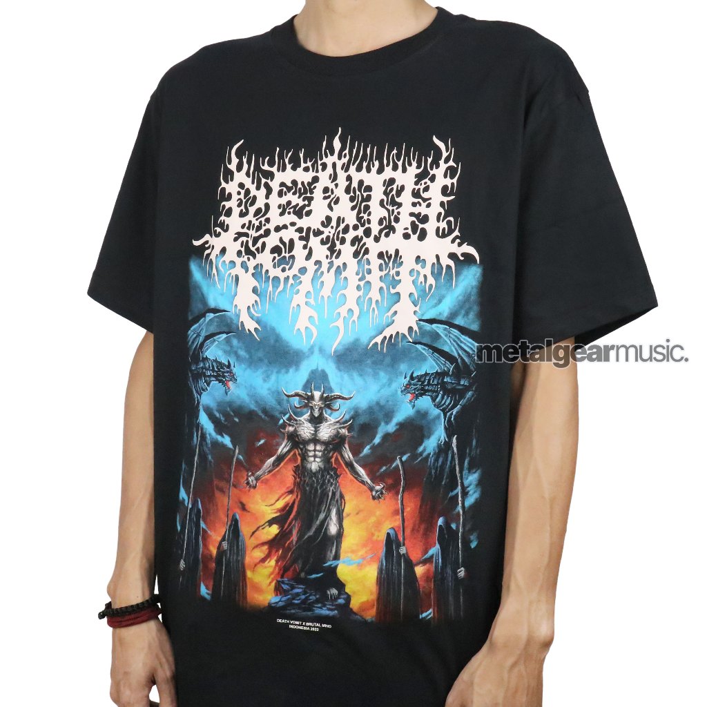 Metalgear merch Tshirt Death Vomit - Divine Heretic Katun S-3XL Kaos pria Original 100%